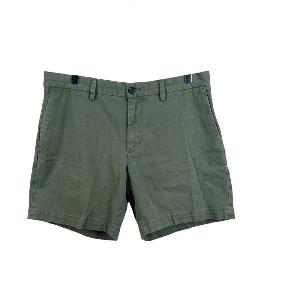 Banana Republic Aiden Men's Green Chino Cotton Shorts Button Pockets Sz 33